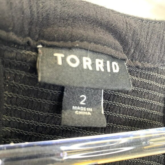 Torrid Blouse Halter Top Womens Plus Size 2X Smocked Crinkle Gauze Peplum Black - Picture 5 of 5